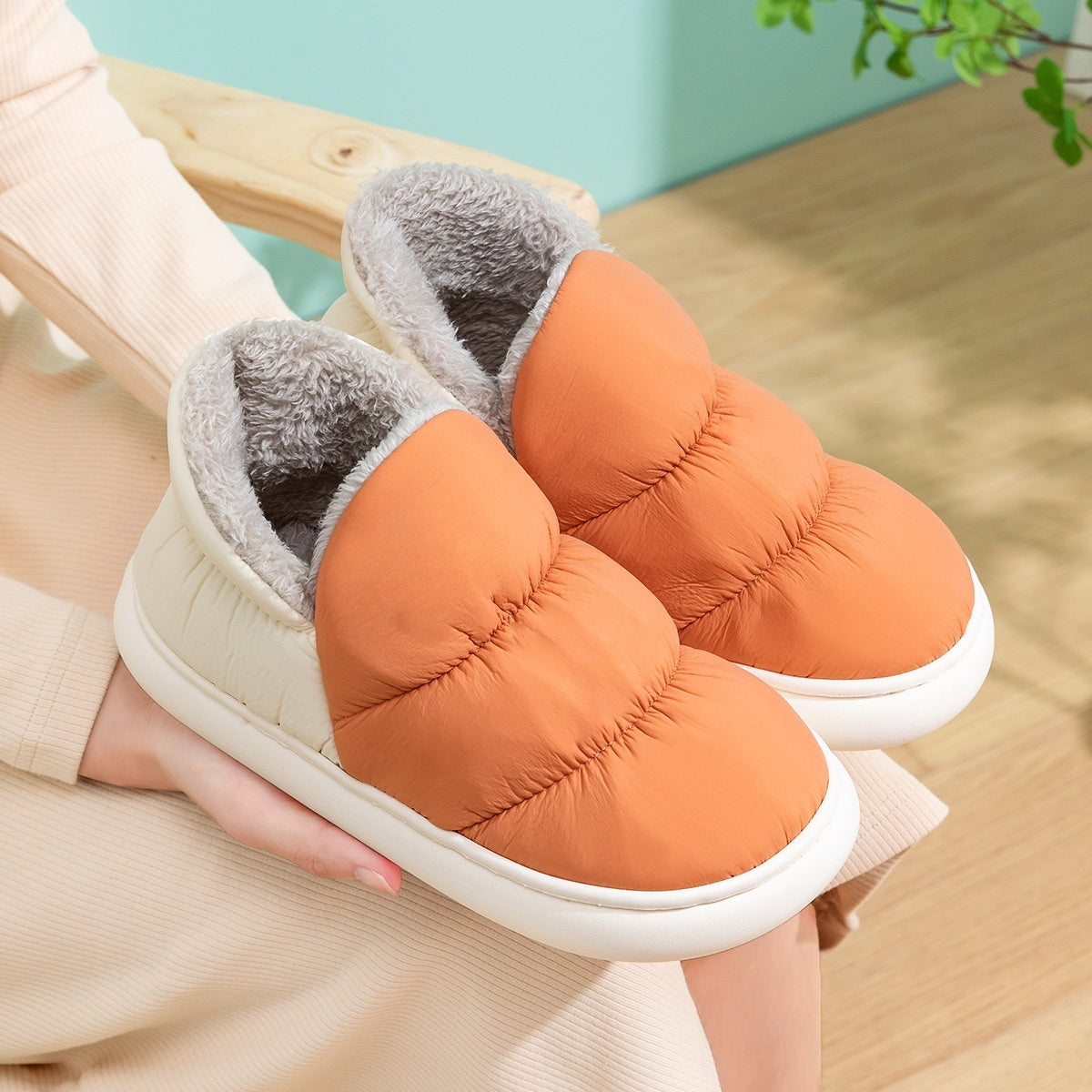 Womens Down-filled Cotton Shoes For Outdoor Wear Non-slip