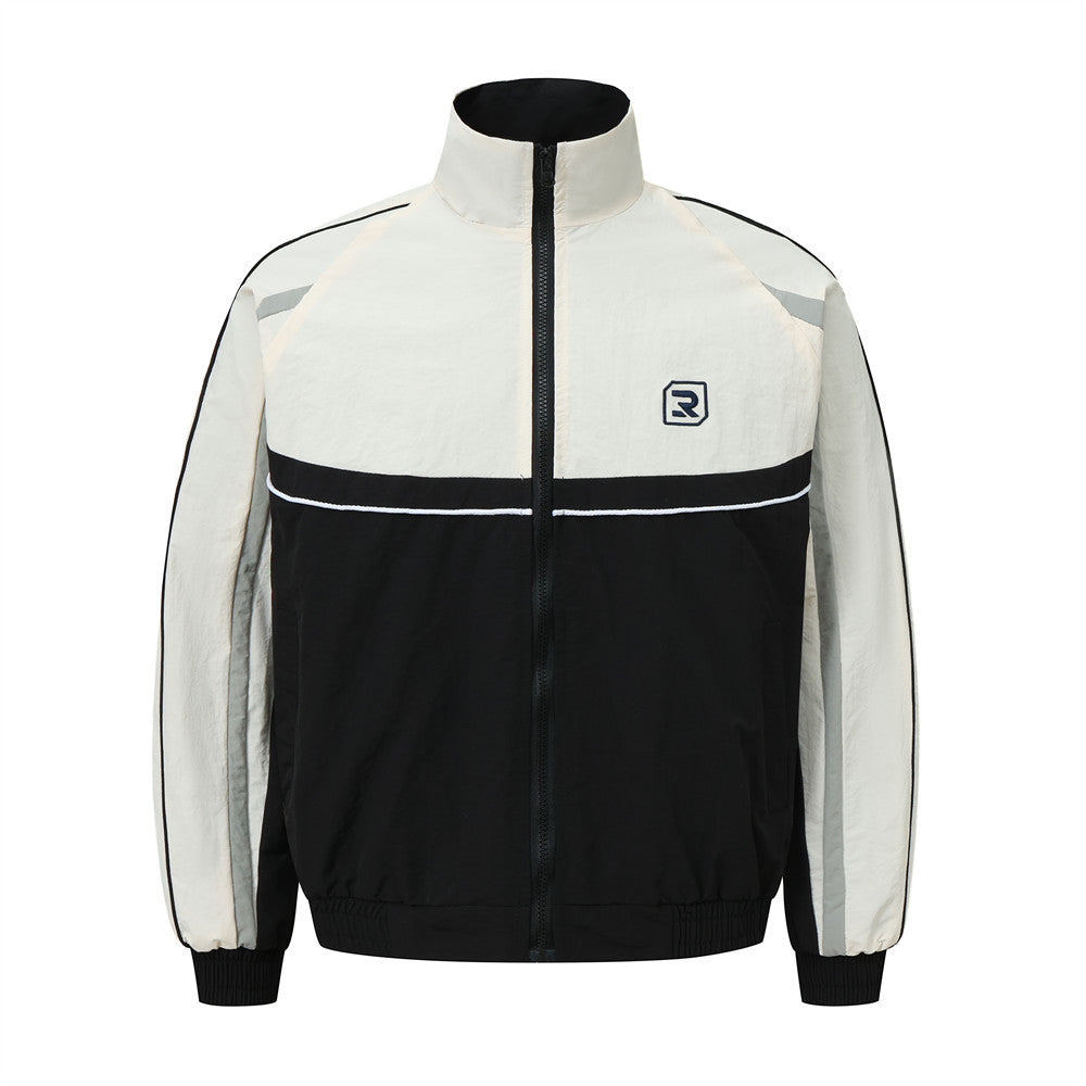 Fashion Stitching Stand-up Collar Jacket Men