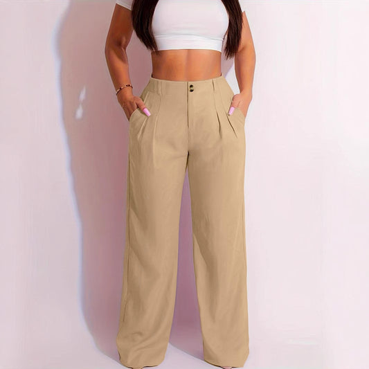 Women's High-waisted Straight-leg Loose-fit Versatile Casual Pants