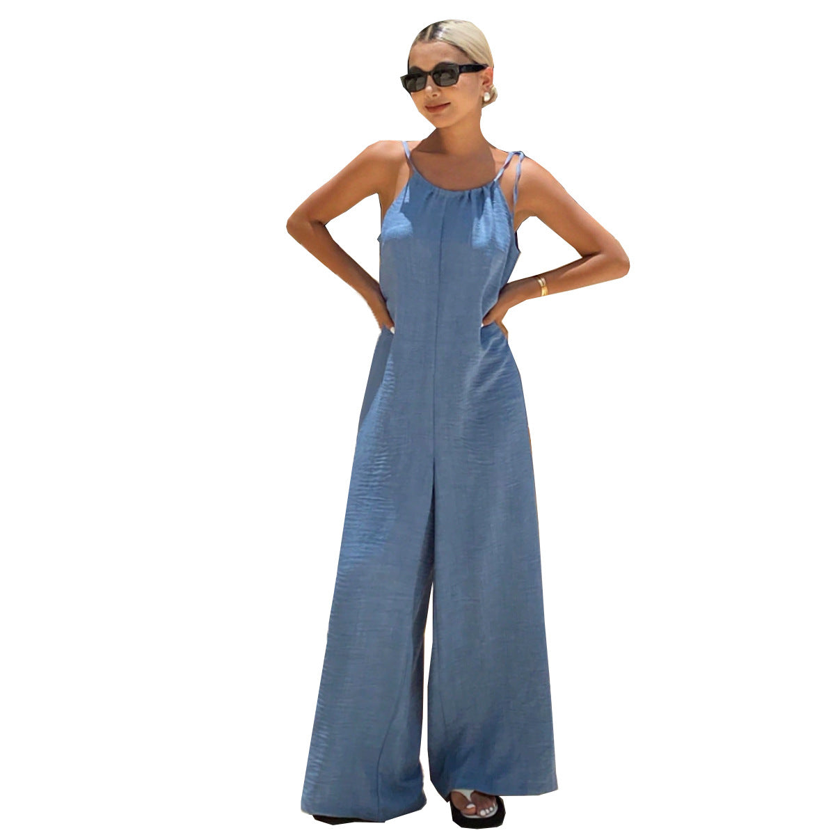 Womens Elegant Commuter Sleeveless Strap Jumpsuit