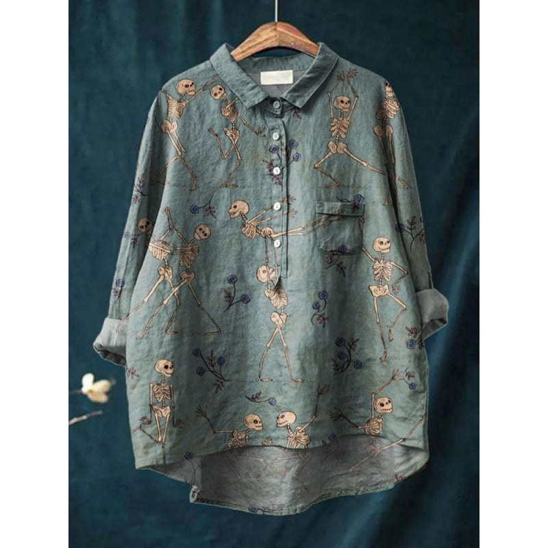 Animal Print Hawaiian Long Sleeve Shirt
