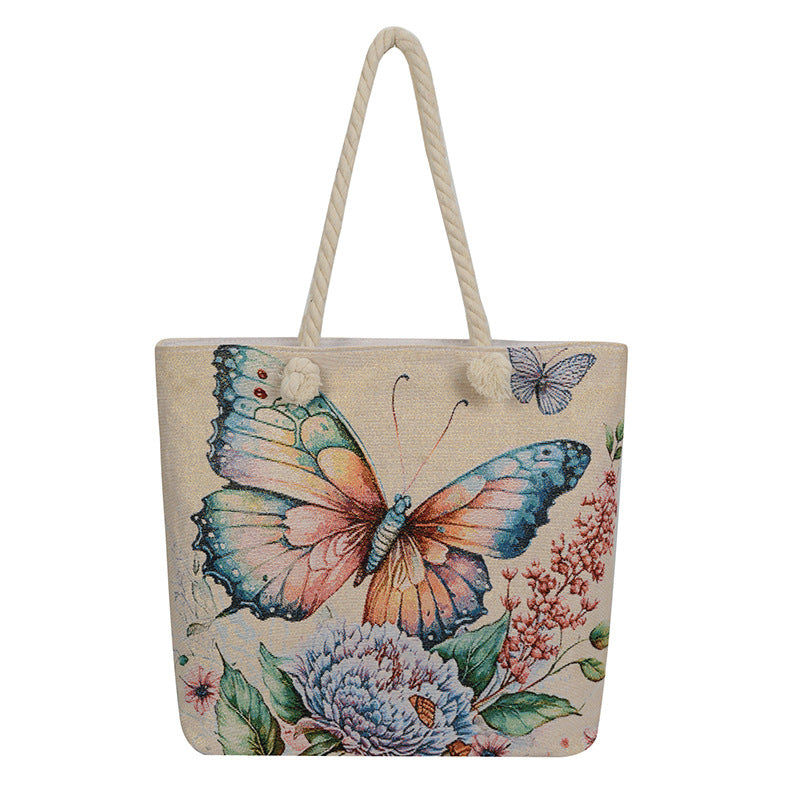 Double Sided Jacquard Embroidered Canvas Tote Bag