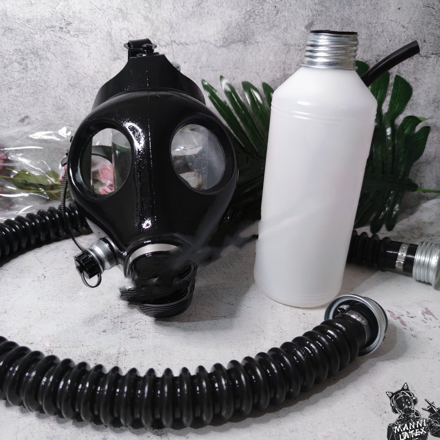 Three Piece Breathing Bag Rubber Full Face Mask