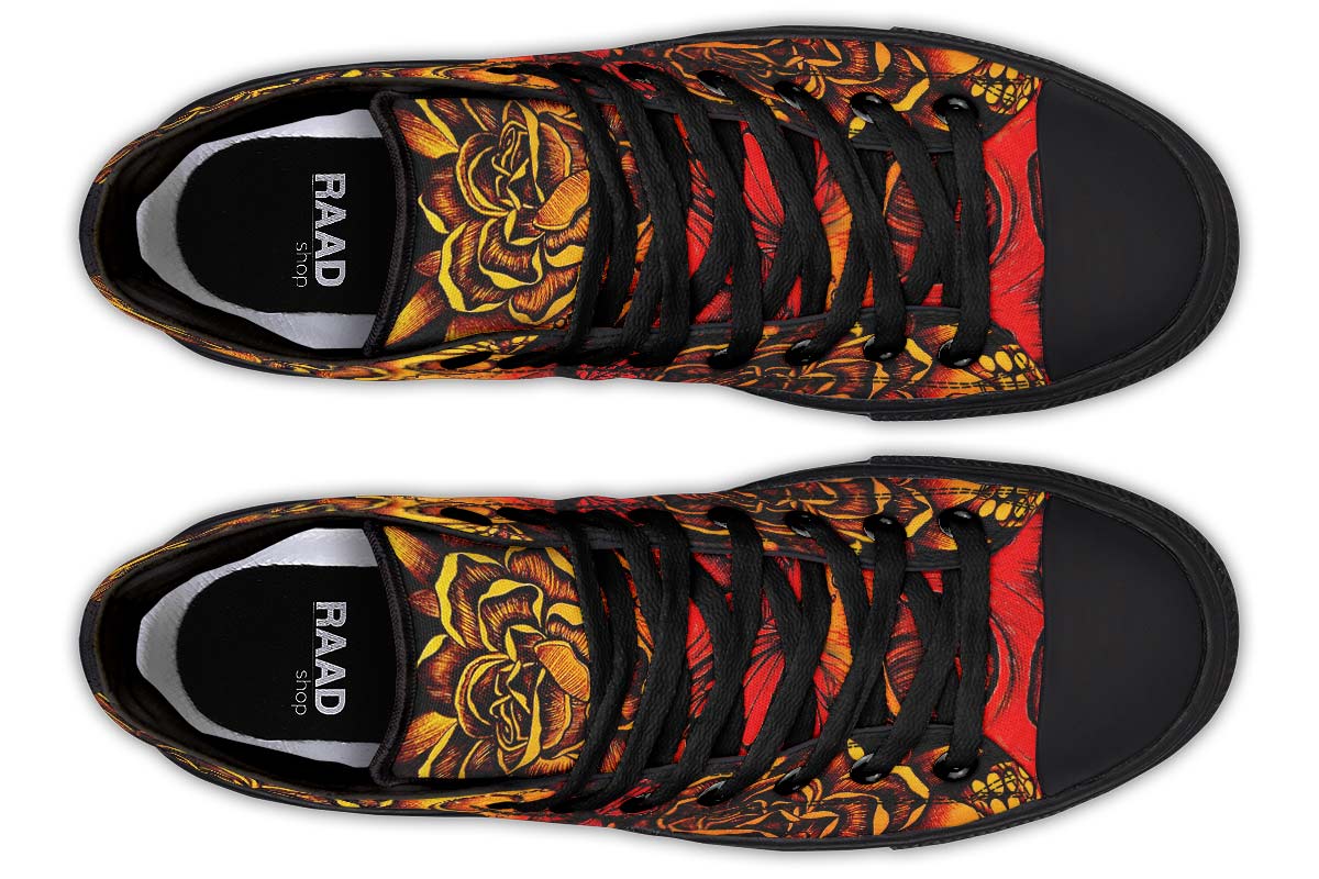 Men's And Women's Fashion Color Printing High-top Canvas Shoes