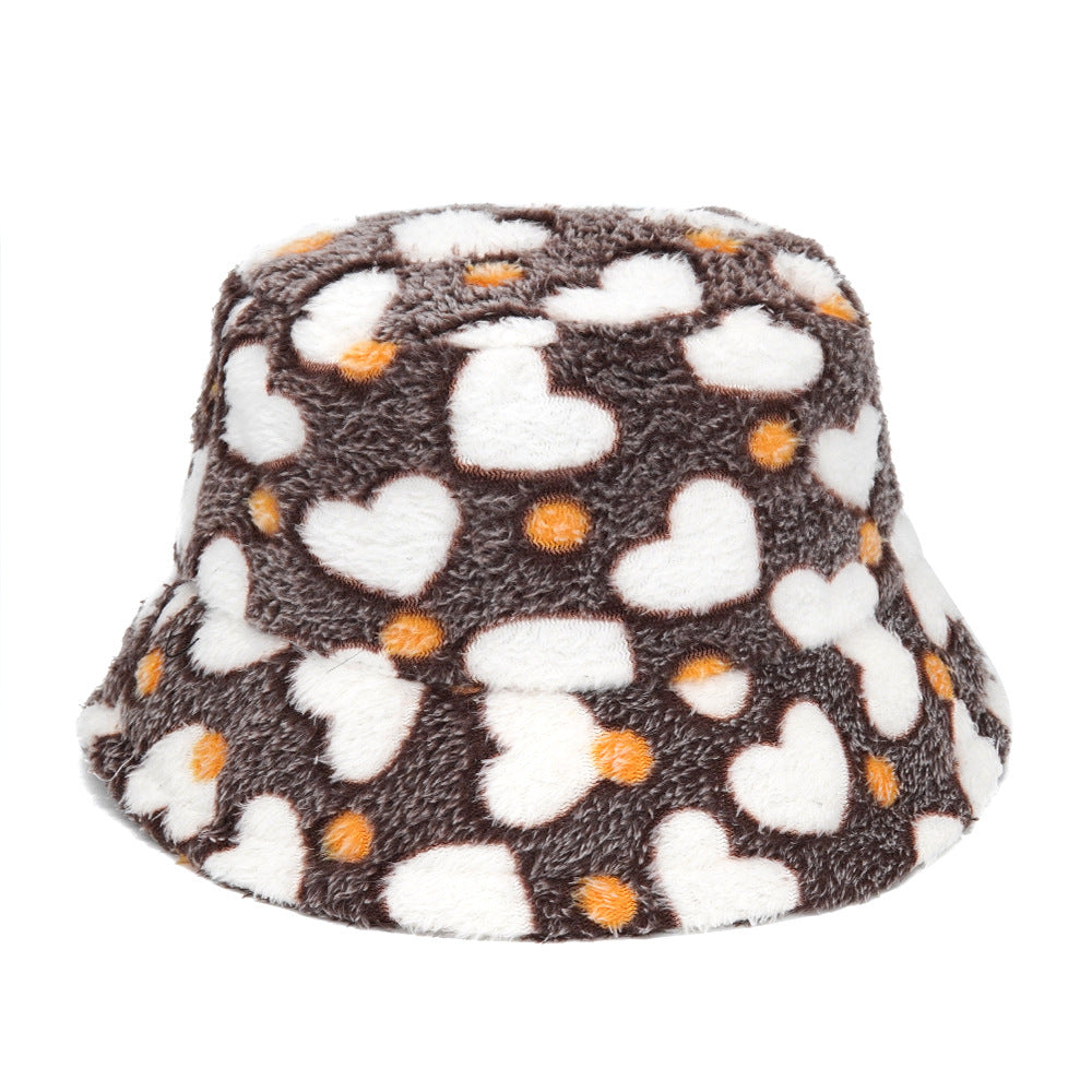 Women's Plush Cartoon Jacquard Bucket Hat