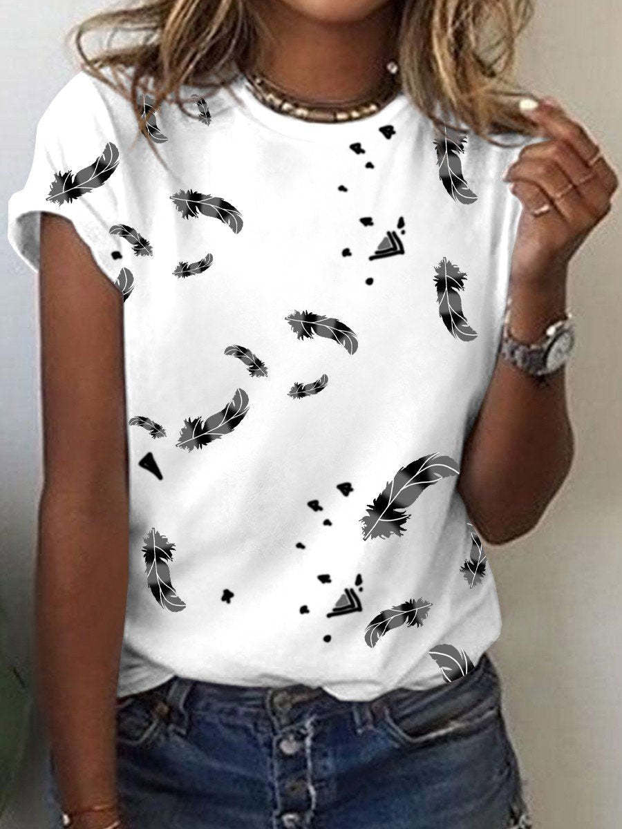 Cute Owl Pattern 3D Printed Round Neck Short Sleeve