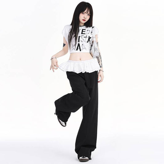 Design Ruffled Patchwork Casual Pants