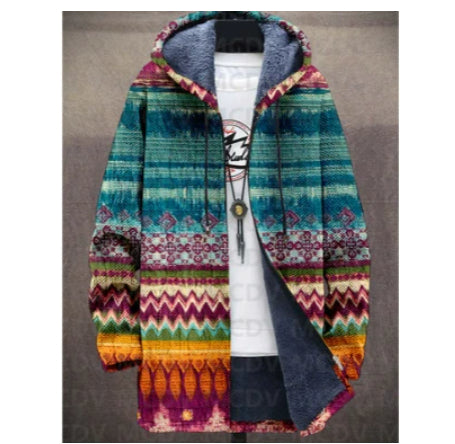 Men's 3D Personalized Printing Fashion Warm Hooded Jacket