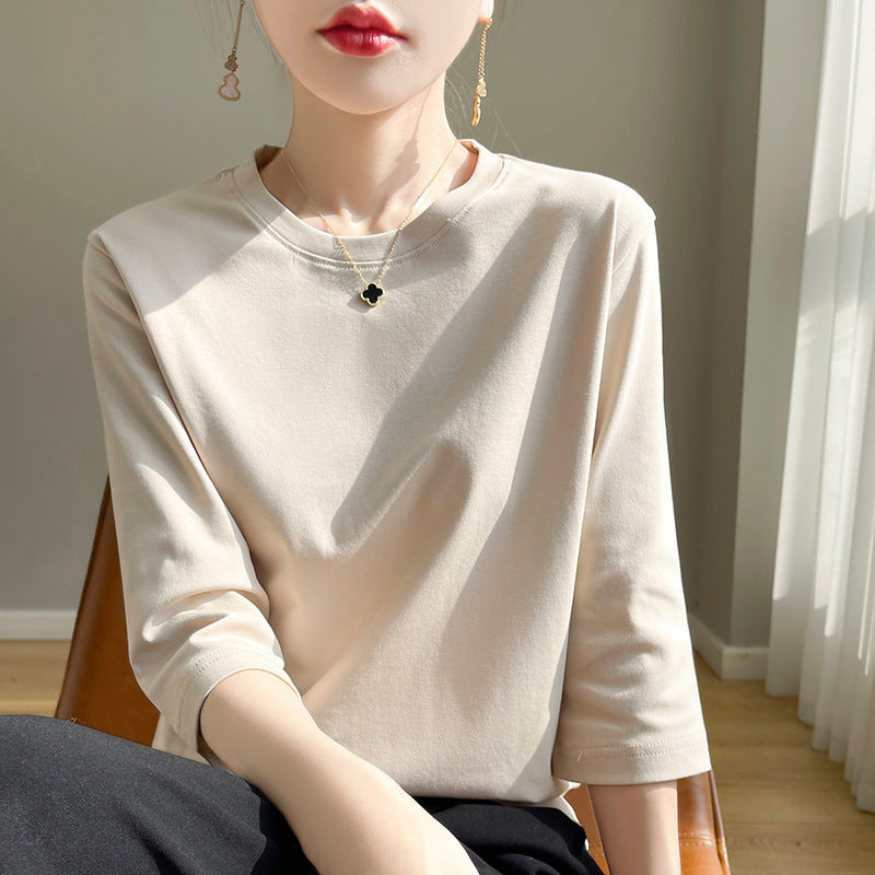 Mid-sleeve Bottoming Shirt Outer Wear Half-sleeve T-shirt Top