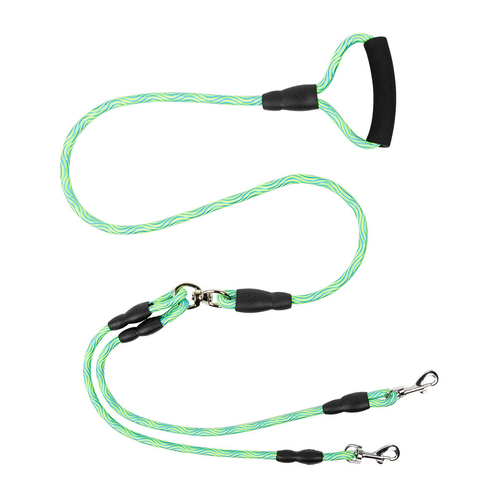 Nylon Woven Reflective Round Rope Double Handle Dog Hand Holding Rope