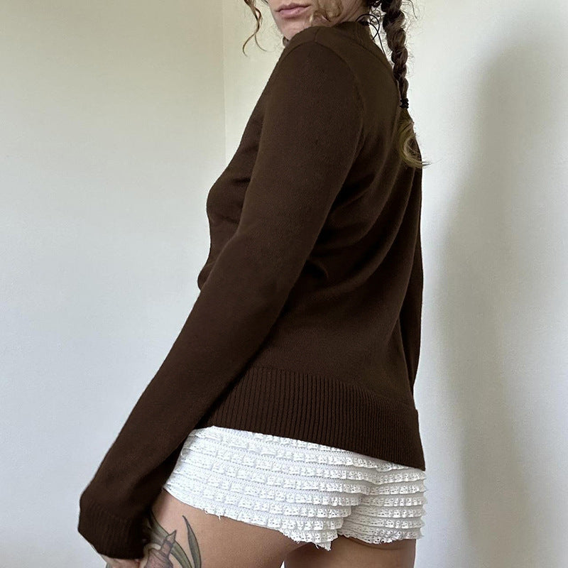 Solid Color Wide Collar Two-way Sweater