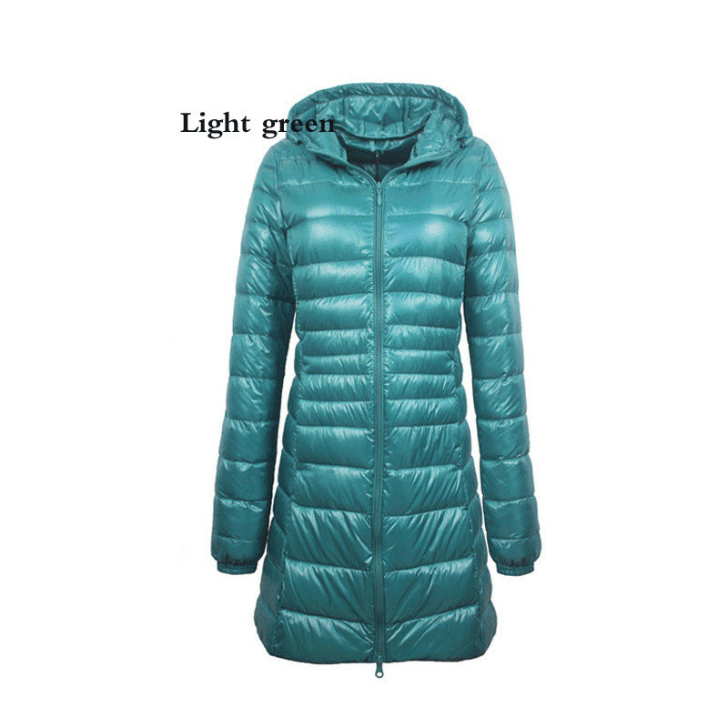 Lightweight Mid-length Plus Size Slim Fit Women's Down Jacket