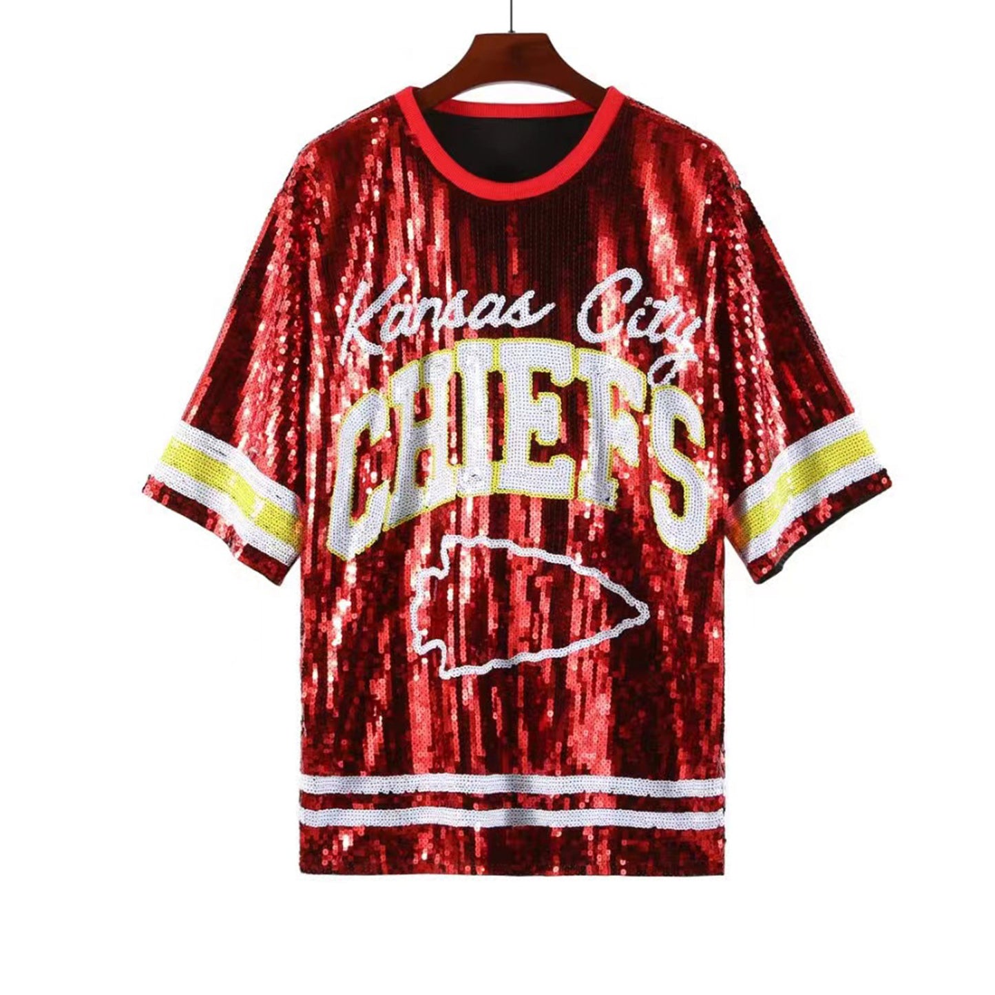 Sequins Glitter Letter Embroidery Loose T-shirt Skirt