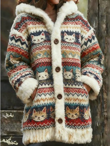 Retro Coat Lazy Hooded Knitted
