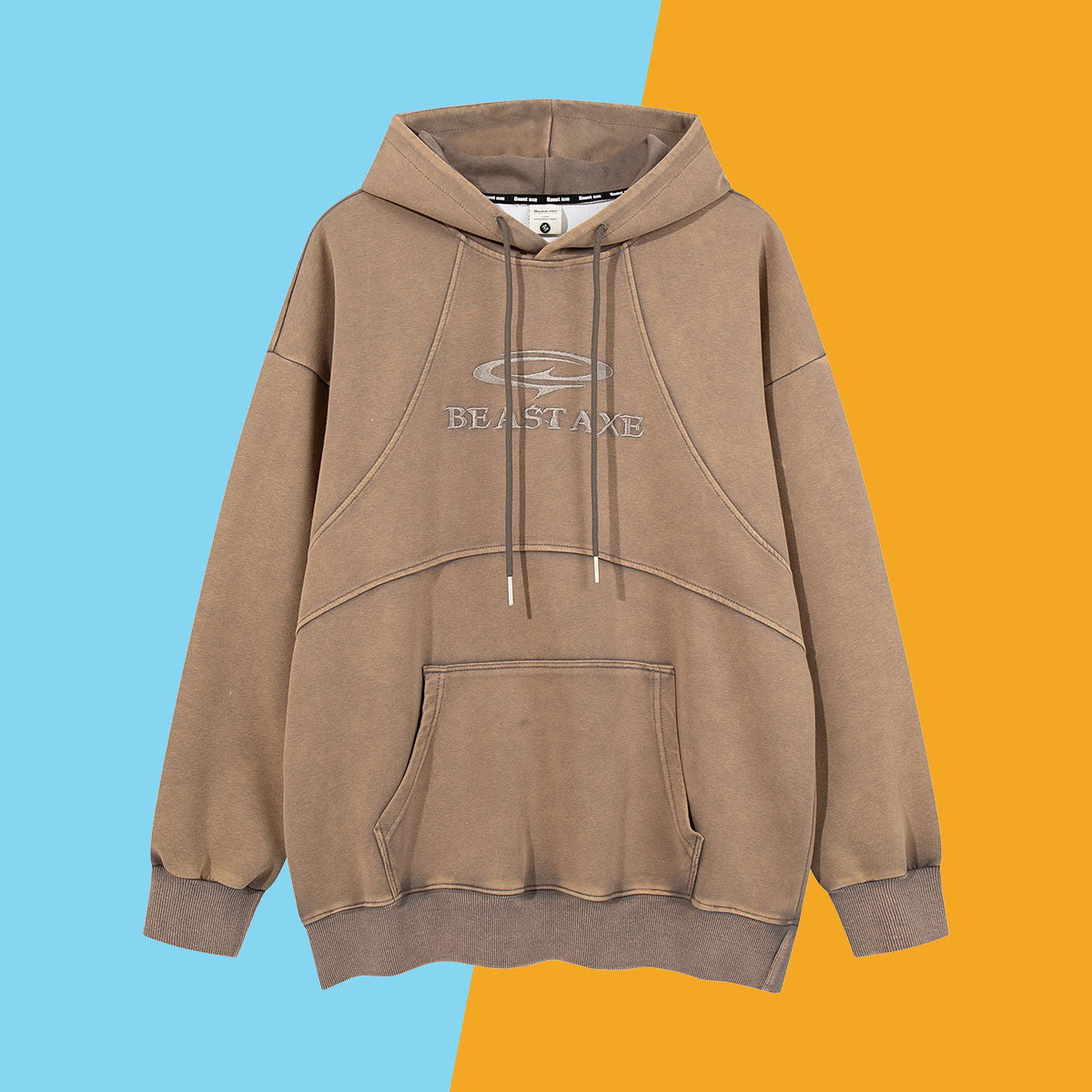 High Street American Retro Washed Patchwork Hoodie Tide