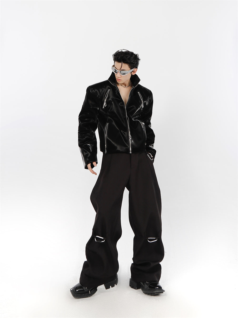 Niche Shiny Stand Collar Jacket