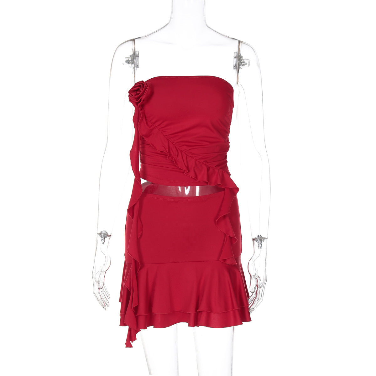 Womens Sexy Tube Top And Bodycon Skirt Two-piece Set
