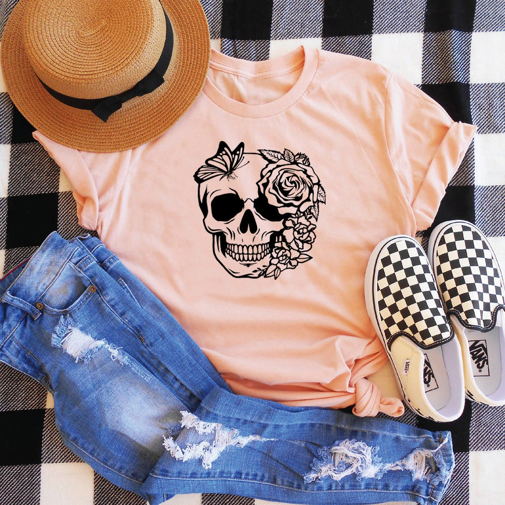 Women's Fashion Print Letter Short Sleeve Top