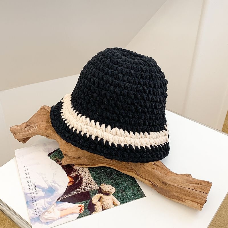 Women's Thick Wool All-match Large Head Circumference Sunshade Bucket Hat