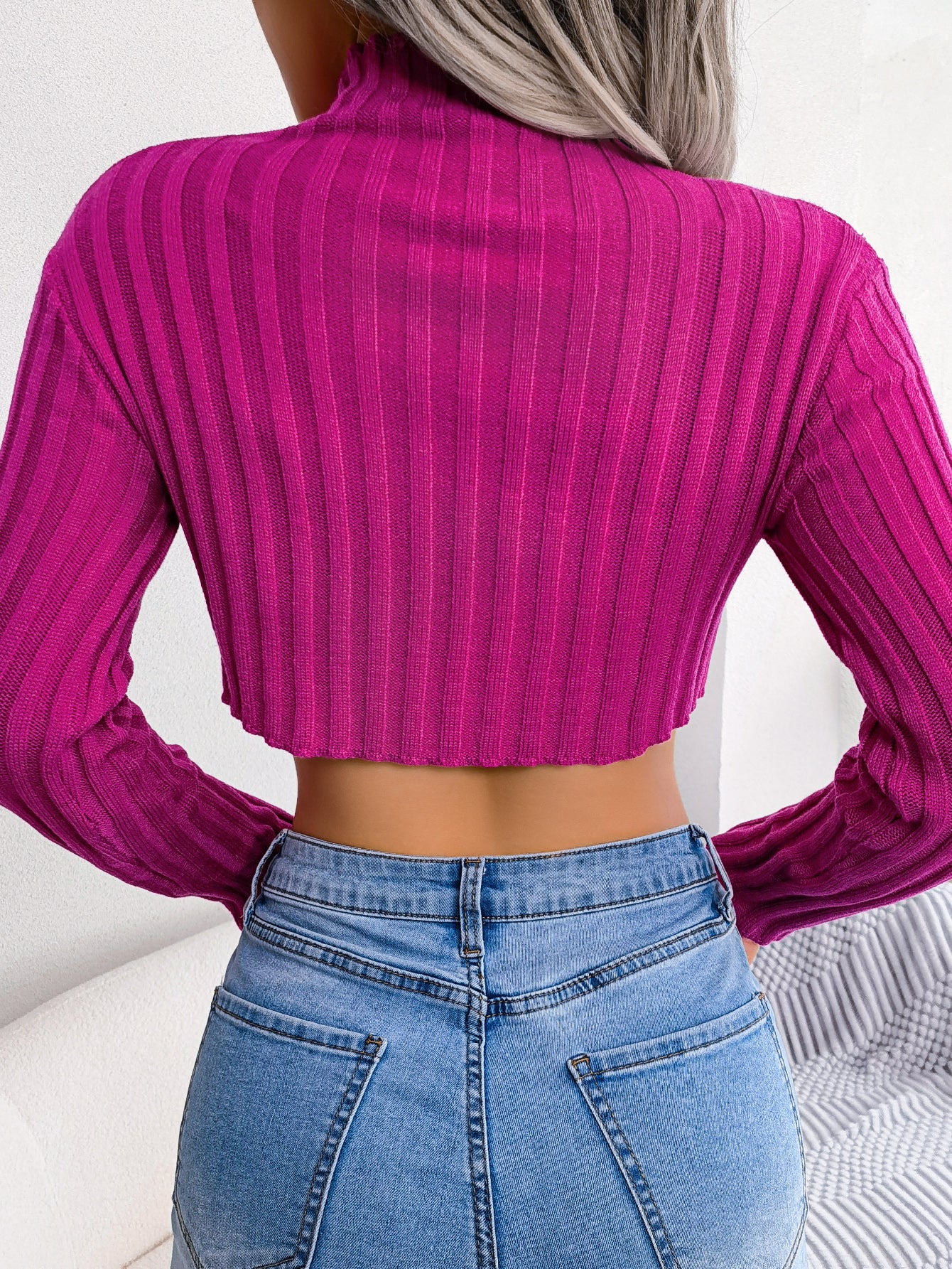 Women Sexy Half Turtleneck Asymmetric Long Sleeve Knit Top