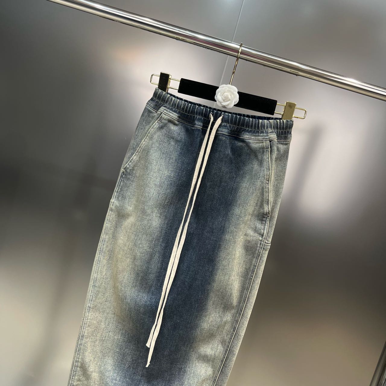 Elasticated Waistband Turned Into An Old Washed Denim Skirt