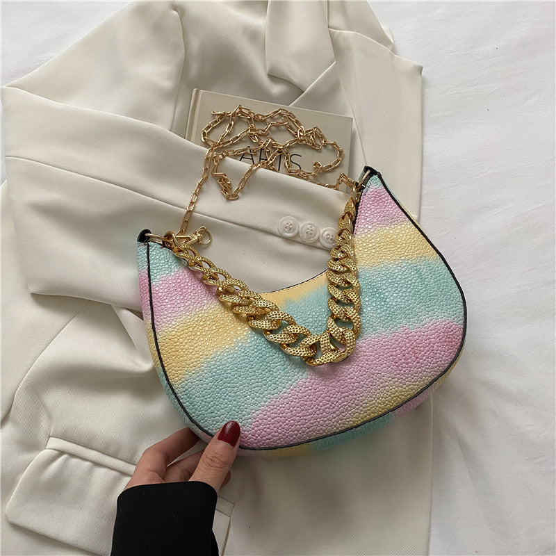 Casual Fashion Contrast Chain Tote Bag