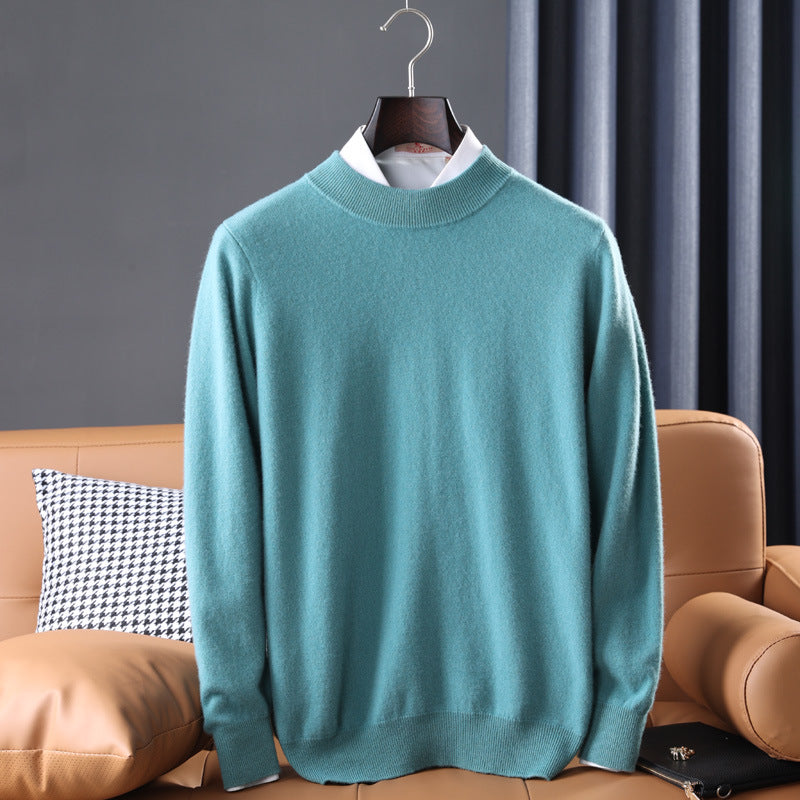 Cashmere Sweater, Men's Half High Collar Sweater, Youth
