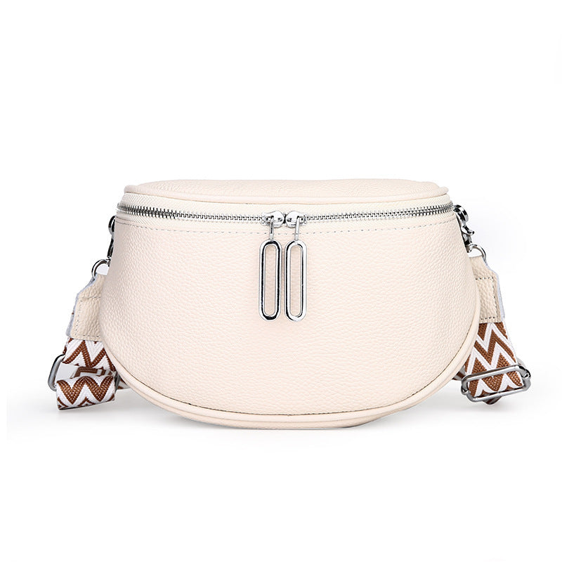 New Double Zipper Leather Messenger Bag