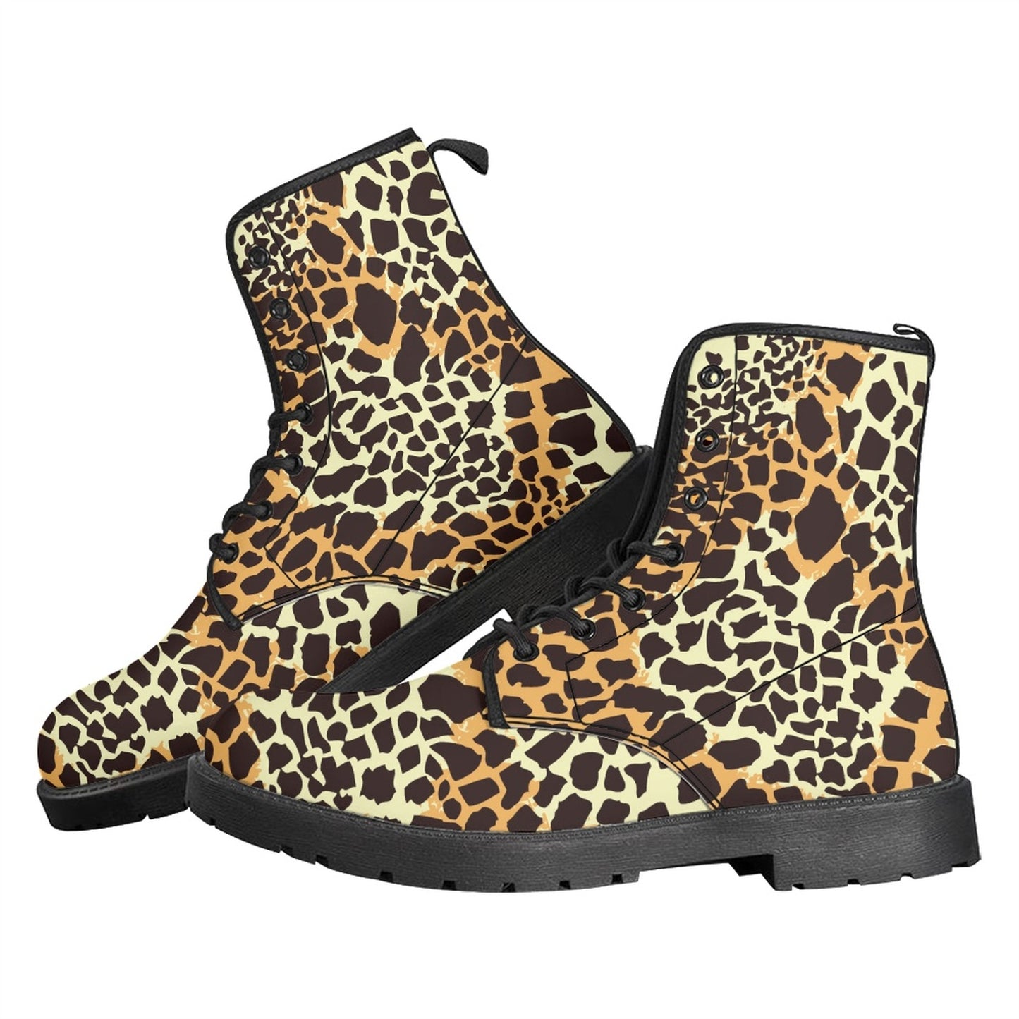 Printed Women's Leather Flat Bottom Low Heel British Martin Boots