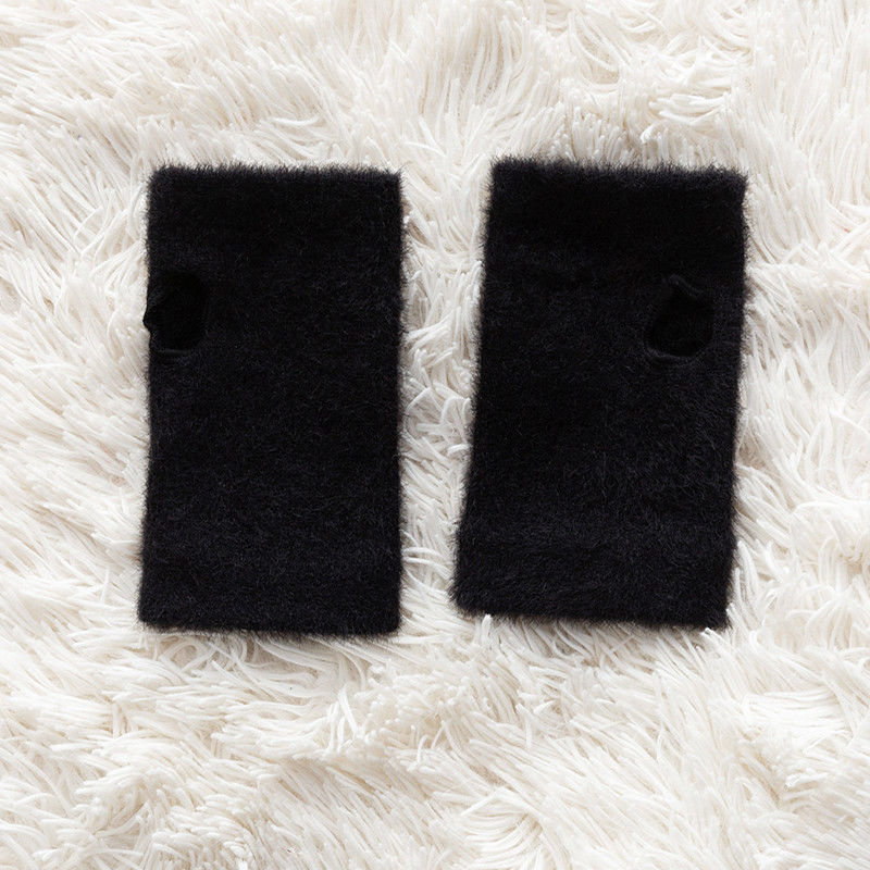 Autumn And Winter Mink Velvet Solid Color Half Gloves Fleece-lined