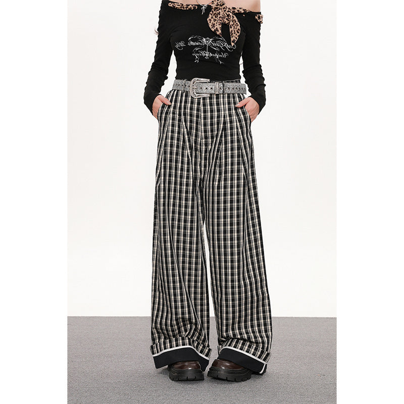 Sweet Stylish Flared Plaid Pants For Womenfashionable And Versatile