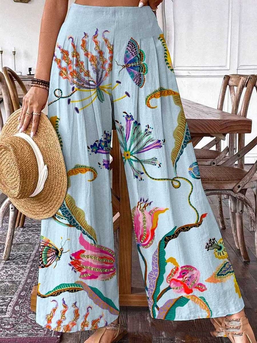Elegant High Waist Wide Leg Women's Trousers