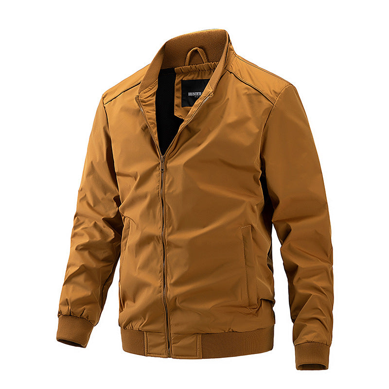 Men's Stand Collar Jacket Thin Baseball Jacket Zipper Coat