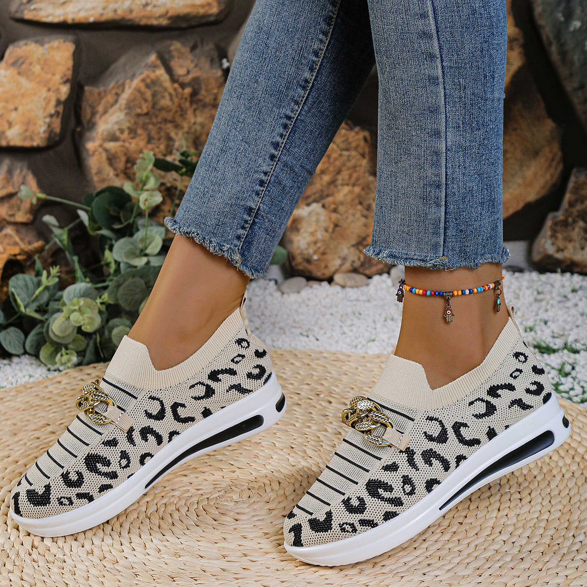 Flade slip-on-loafers, store, afslappede sneakers, åndbare