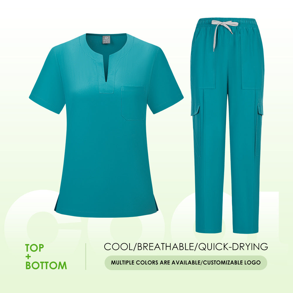 V-neck Two-piece Medical Work Uniform