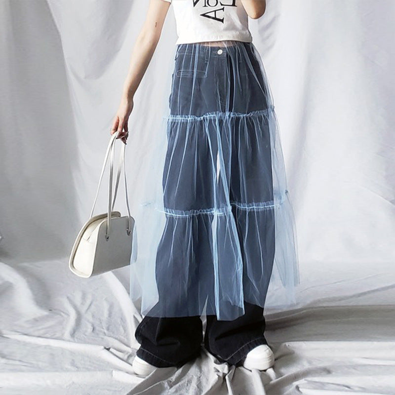Women's Fashion Mesh A- Line Skirt