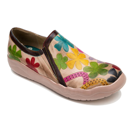 Vintage Print Women's Flat Heel Handmade Retro Lightweight Outsole Shoes
