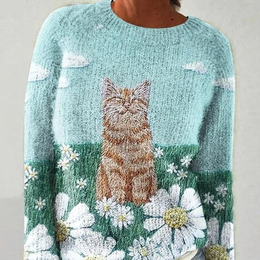 Dame 3D Digitalprint Langærmet Crewneck Sweatshirt Top