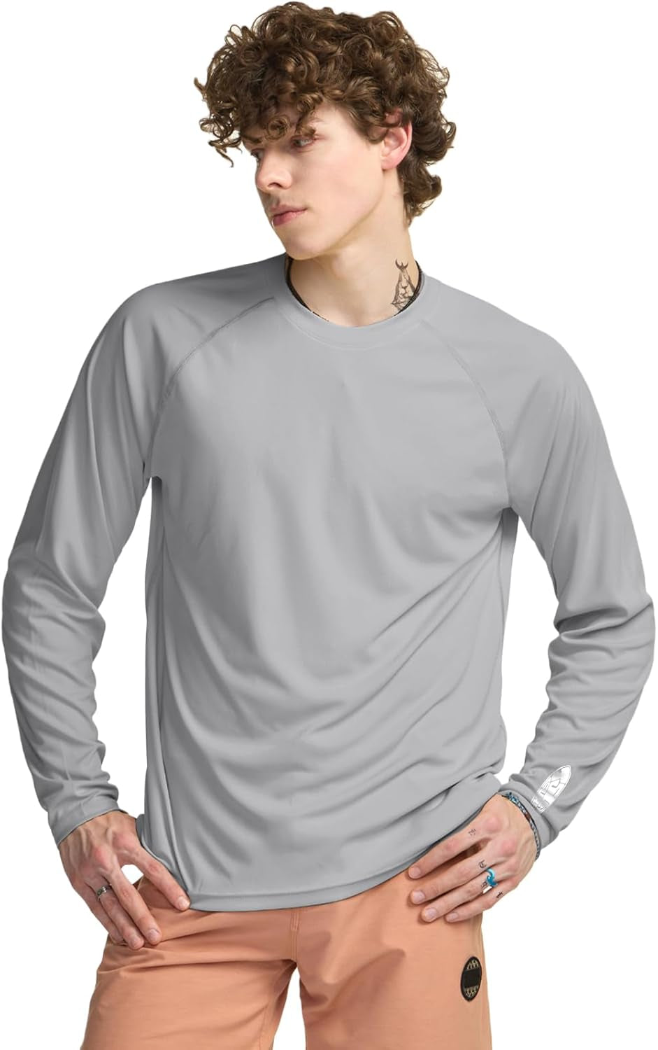 Men'S Rashguard Swim Shirts, UPF 50+ Cool Running Workout Loose-Fit Long Sleeve