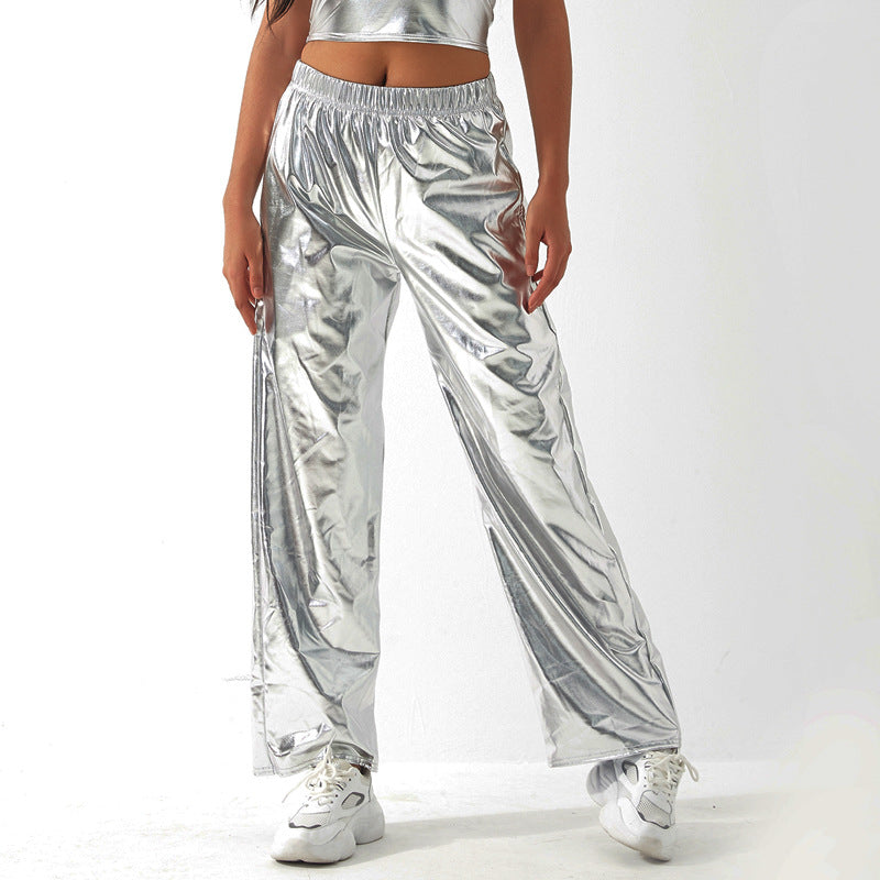 Casual Pants Women's High Street INS Design Aurora Laser Gradient High Waist Straight Pants