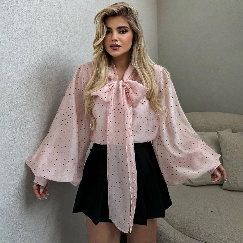 French-style Elegant Bow-tie Top For Women