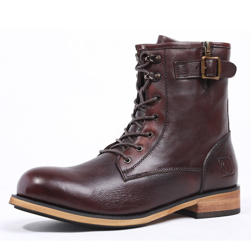 British Retro Round Toe Men's Leather Martin Boots