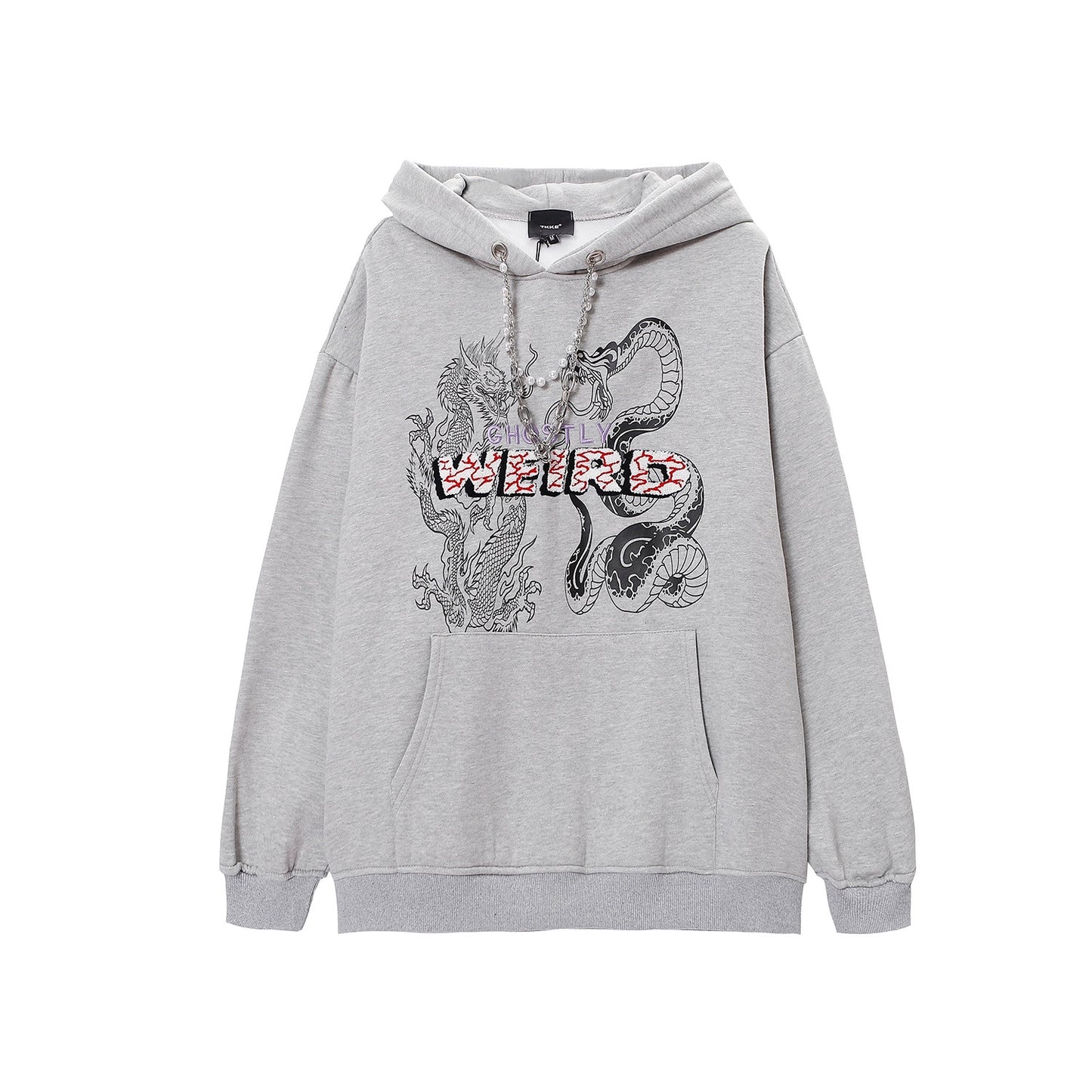 Hip Hop Dragon Fleece Hoodie Necklace Sweater
