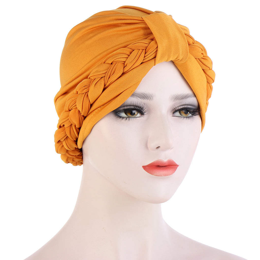 New Multi-color Crystal Hemp Three-layer Turban Hat