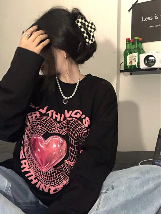 Love Long Sleeve Sweater Women's Thin Ins Loose