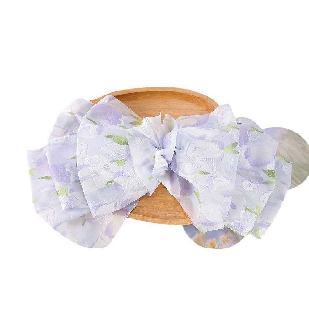 Fairy Beautiful Women's Mesh Ribbon Back Head Spring Clip