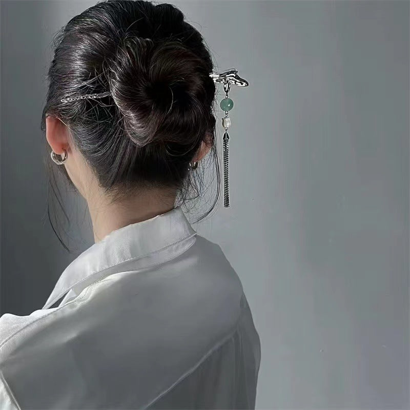 Bamboo Knot Tassel Step Hairpin Girl