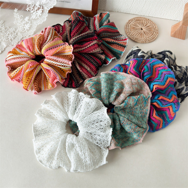 Summer Hollow Knitted Large Hair Band Women's