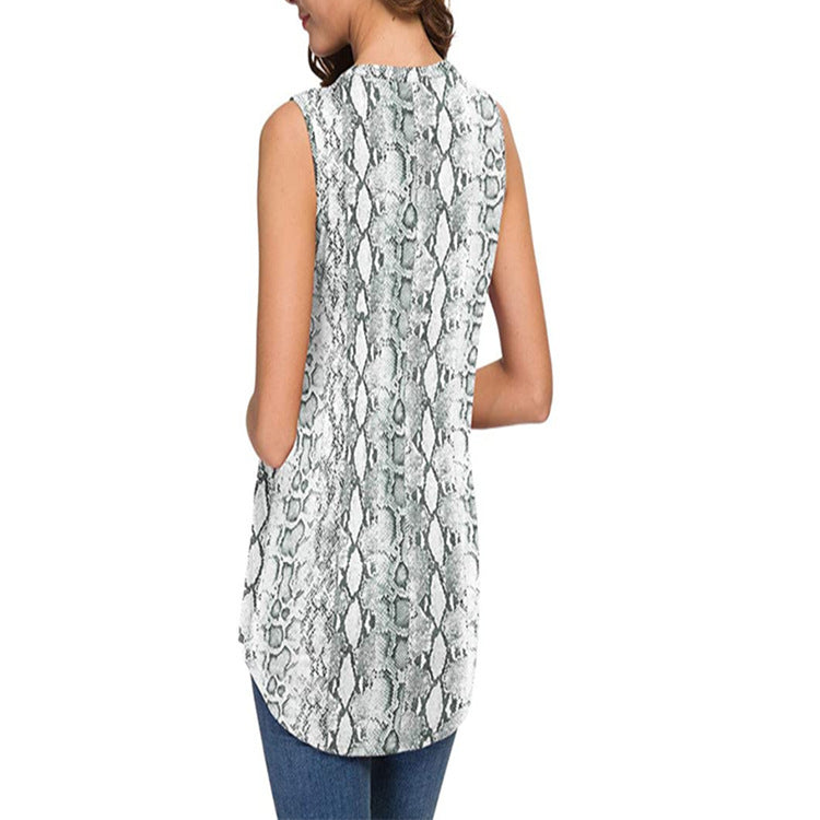 European And American Style New Printed V-neck Sleeveless Vest