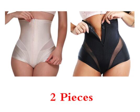 High Waist Breasted Zipper Belly Panties Corset Large Size Hip Lifting Women's Body Shaping Pants